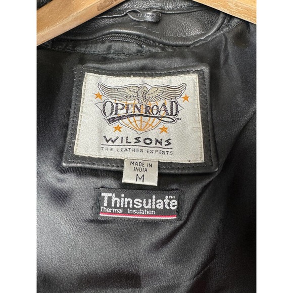 Wilsons Leather Open Road Moto Thinsulate Liner Biker Jacket Black Small Medium - Picture 4 of 9